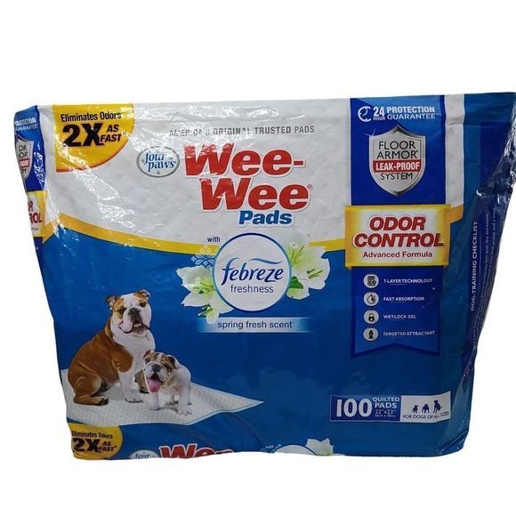 Four Paws Wee-Wee Pads, Febreeze Spring Fresh Scent 38Ct